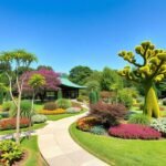 Handayama Botanikus Kert virágos tája Okayamában, Japánban