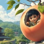 Momotaro, az őszibarack fiú, aki a legendás történet hőse.