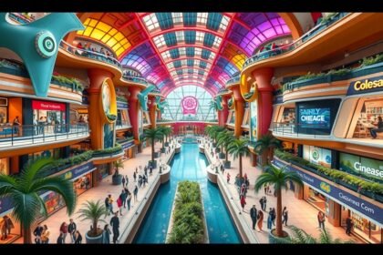 Canal City Hakata bevásárlóközpont belső látképe Fukuokában