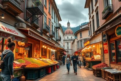Kép a legtöbbar gastronomikus piacon Mostarban, Bosznia-Hercegovinában.