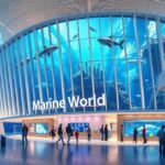 Marine World akvárium belső nézet Fukuokában, interaktív bemutatók