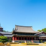 Honmyo-ji templom Kumamoto városában, csendes kerttel és pagodákkal