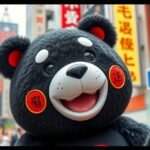 Kumamon, a black bear mascot of Kumamoto, Japan, with a cheerful expression.