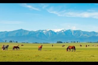 Kusasenri fennsík szépsége és legelésző lovak Japánban