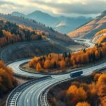 Kanyargós út színes őszi tájban Erdélyben és Székelyföldön.