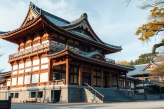 Ishite-ji templom látképe Macujamában, Japánban.