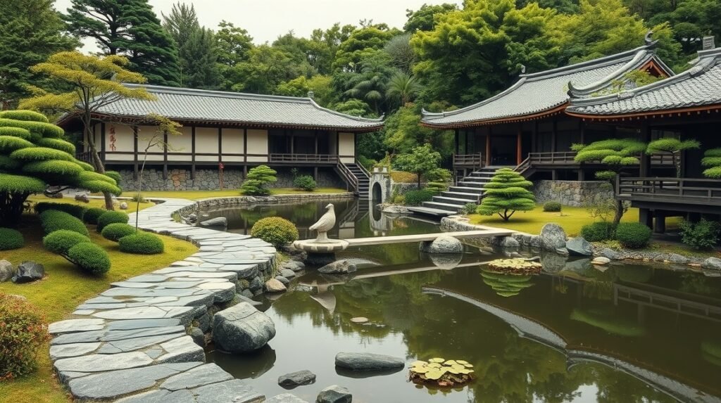 A Macujama Ninomaru történelmi kert szépsége tavaszi virágokkal.