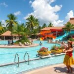 Spa Resort Hawaiians élményfürdő pálmafákkal és csúszdákkal