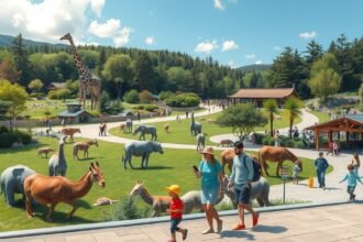 Családi nap a Yagiyama Állatkertben, Szendai gyönyörű zöld táján.