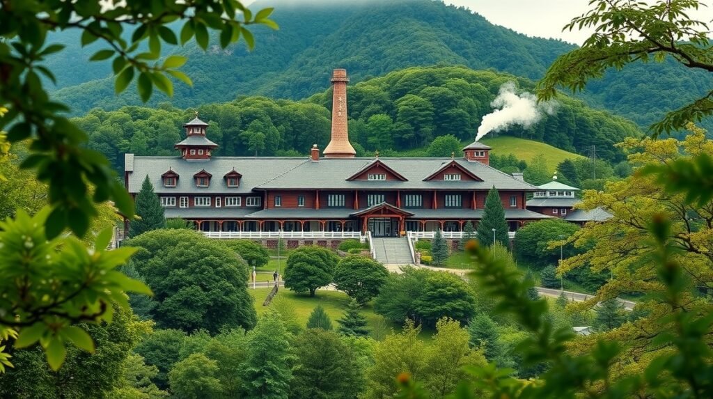 Nikka Whisky Miyagikyo lepárló gyönyörű hegyi tájban