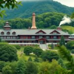 Nikka Whisky Miyagikyo lepárló gyönyörű hegyi tájban