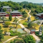 Shukkeien japán kert Hirosimában, gyönyörű táj és építészet.