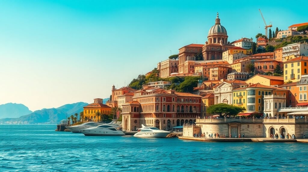 Nápoly városa, gyönyörű mediterrán táj a tengerparton