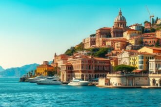 Nápoly városa, gyönyörű mediterrán táj a tengerparton