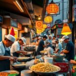 Utcai étkezés Bangkokban, friss Pad Thai és helyi ízek