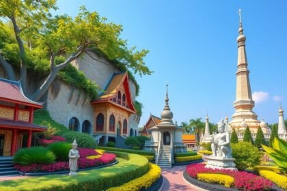 Mini Siam makettpark Pattayán, Thaiföld híres épületeinek kicsinyített másolatai.