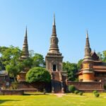 Wat Phra Si Sanphet templom Ayutthayában, három impozáns sztúpával
