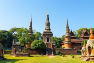Wat Phra Si Sanphet templom Ayutthayában, három impozáns sztúpával