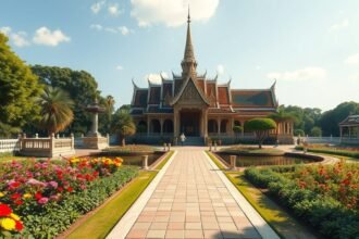 Bang Pa-In Nyári Palota díszes tere és gyönyörű kertjei