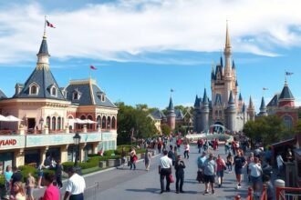 Disneyland Párizs csodás tája és színes épületek