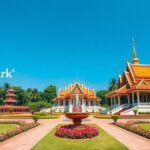 A Királyi Park Rajapruek lenyűgöző építészete és virágos kertjei Chiang Maiban.