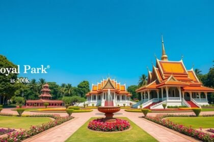 A Királyi Park Rajapruek lenyűgöző építészete és virágos kertjei Chiang Maiban.