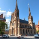 A Szent Bertalan-katedrális Plzeňben, gyönyörű gótikus építészet.