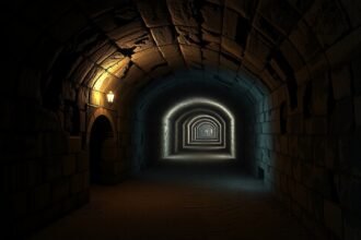 A Plzeňi földalatti titokzatos járatai kanyargó folyosókkal.