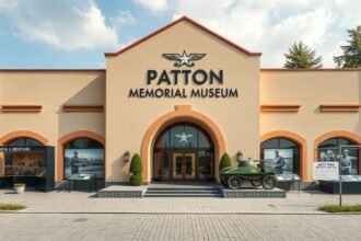 Patton Memorial Múzeum bejárata Plzeňben, Csehországban.