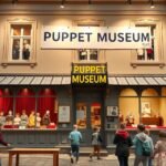 Plzeň Bábkészítő Múzeum bejárata, gyermekek és felnőttek látogatása