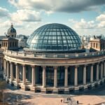 A Reichstag üvegkupolája Berlinban, modern építészeti csoda.