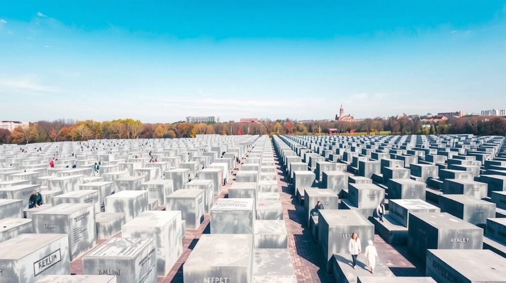 Berlin Holokauszt-emlékmű labirintusa és látogatói