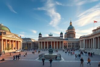 Gendarmenmarkt látképe Berlinben, történelem és kultúra egyesítve.