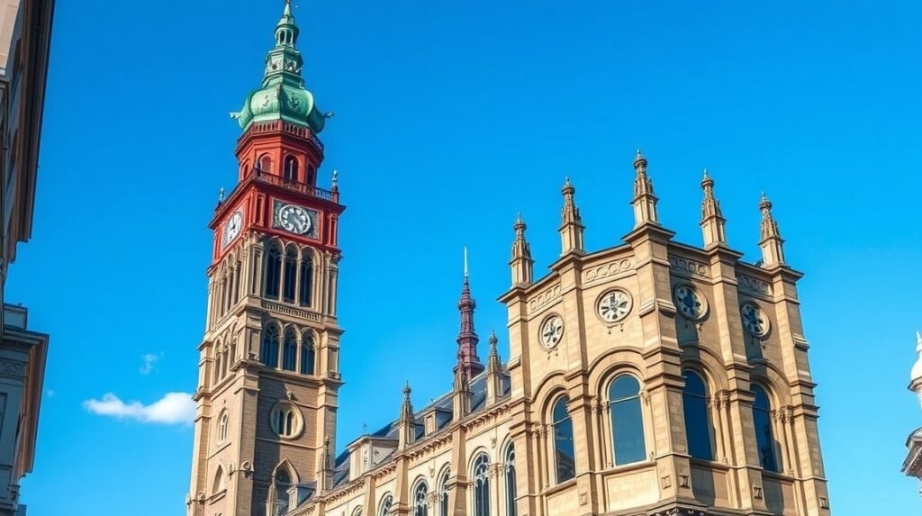 A Szent Mihály-templom (Michel) torony Hamburgban, népszerű látnivaló.