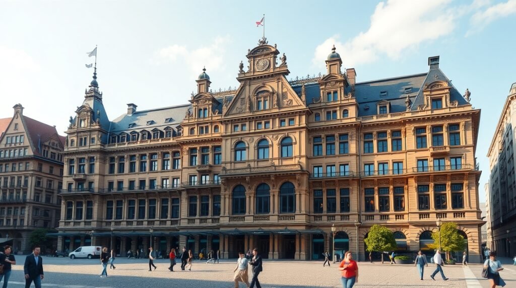 Hamburg neoreneszánsz Városháza impozáns homlokzatának képe