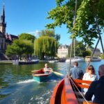 Csónakázás az Alster-tavakon Hamburg zöld szívében