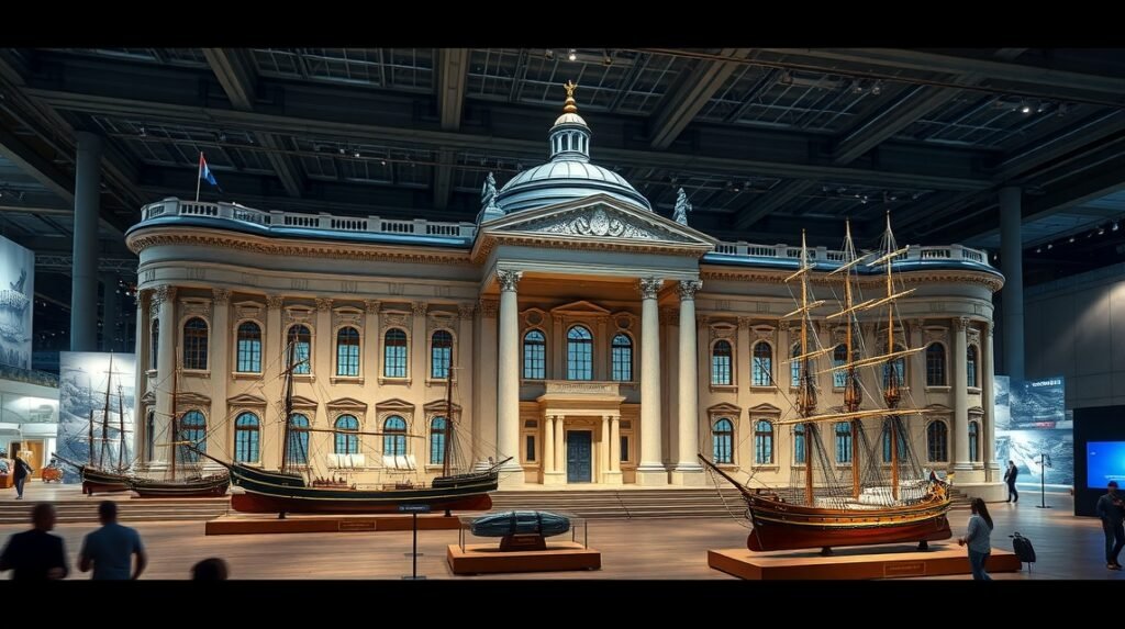 Nemzetközi Tengerészeti Múzeum hajómodellek kiállítása Hamburgban.