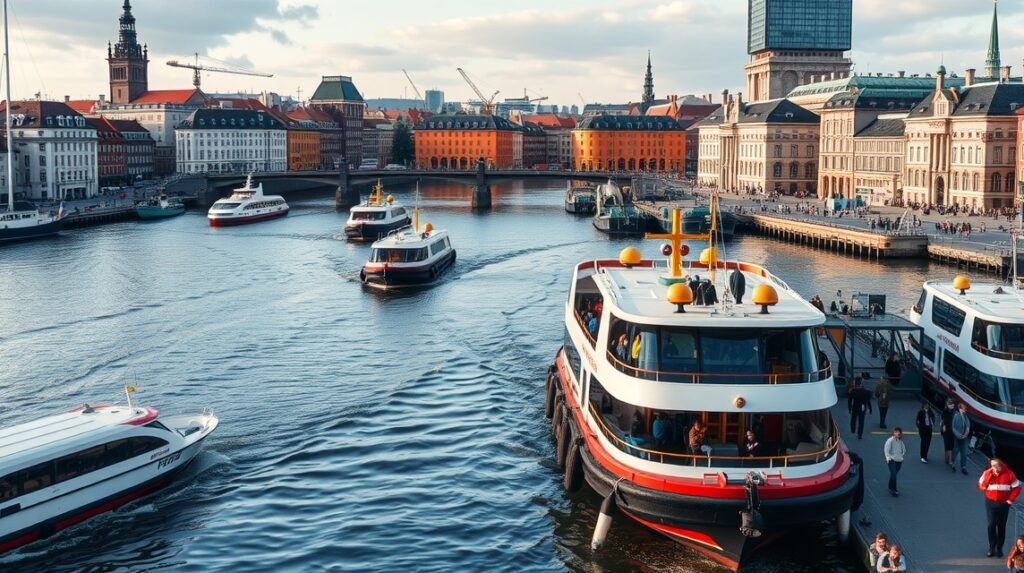 Hamburg kikötői kompok a város tömegközlekedési hálózatában