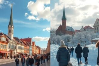 Tallinn nyári és téli hangulatát bemutató városképek