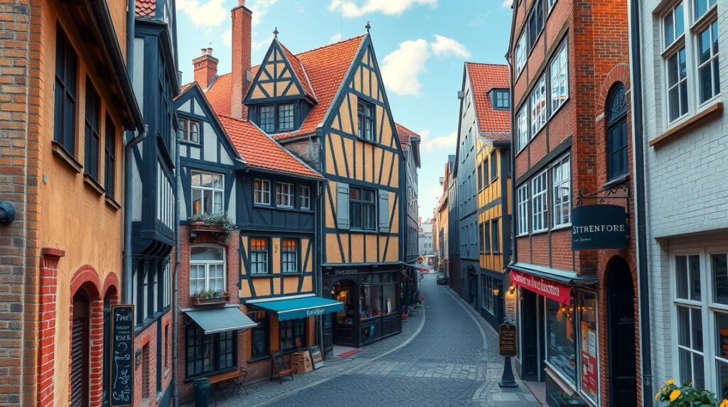 Bréma Schnoor negyed középkori sikátora és bájos házai