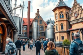 Beck's sörgyár látogatás Brémában, élénk sörfőző környezetben.