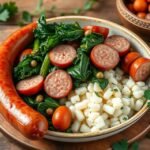 Kohl und Pinkel: füstölt kolbász és zöldségek ízletes kombinációja