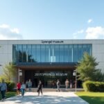 Sprengel Múzeum bejárata Hannoverben, modern művészeti jellemzőkkel.