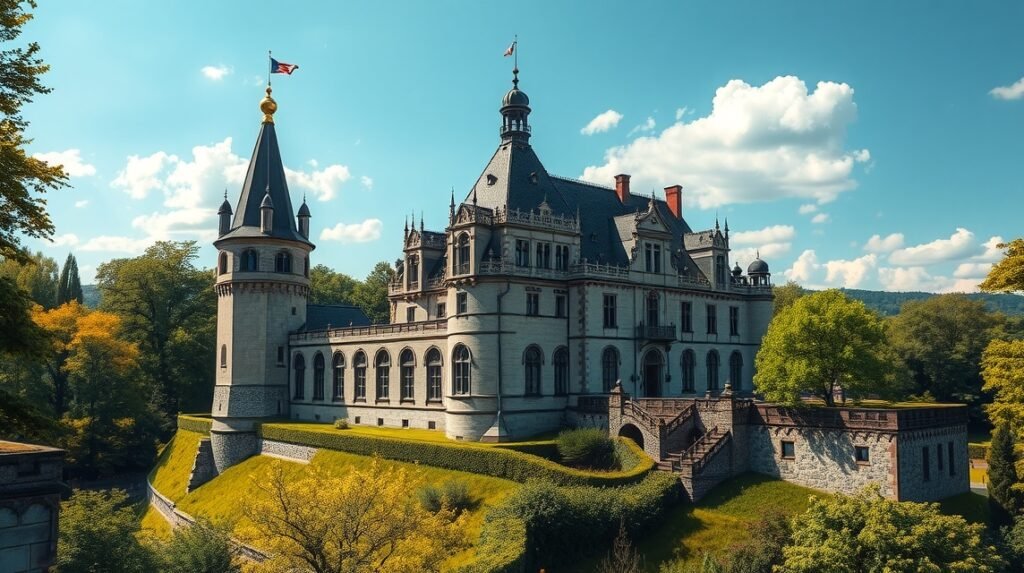 Marienburg-kastély, Hannover közelében, neo-gótikus építészet