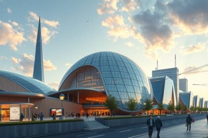 Az EXPO 2000 Hannover innovatív épülete képe.