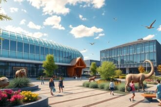 Rostocki Állatkert és Darwineum kültéri kijelzője, egzotikus állatokkal.