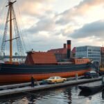 Traditionsschiff Rostock tengerészeti múzeum a kikötőben