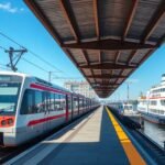 S-Bahn von Rostock nach Warnemünde mit Komp am Hafen