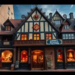 A Lübeck Bábjáték Múzeum és Színház kívülről, elbűvölő építészeti részletekkel.