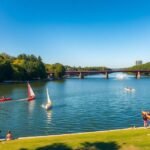 Maschsee városi tó Hannoverben, vízi sportok és pihenés